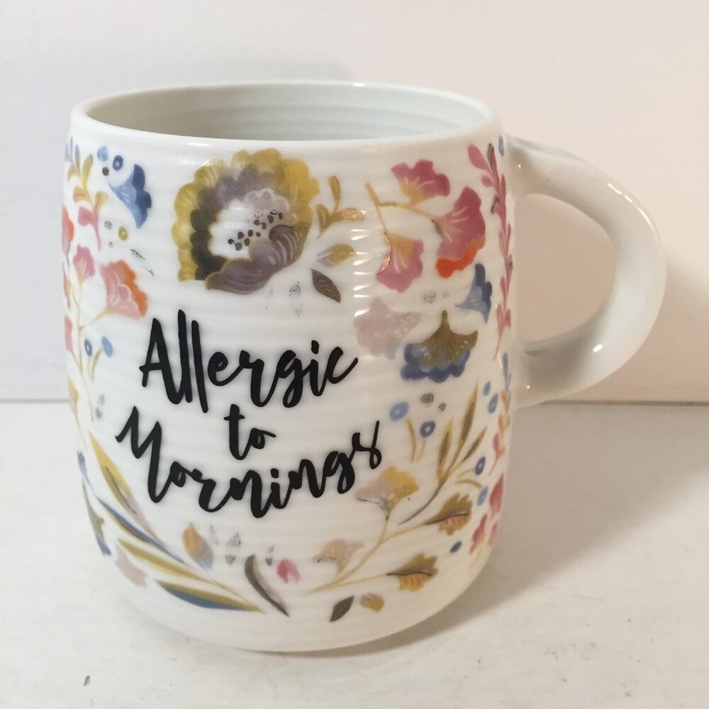 ALLERGIC TO MORNINGS Coffee Mug Tea Cup By Cypress Home 12 oz Dishwasher Safe